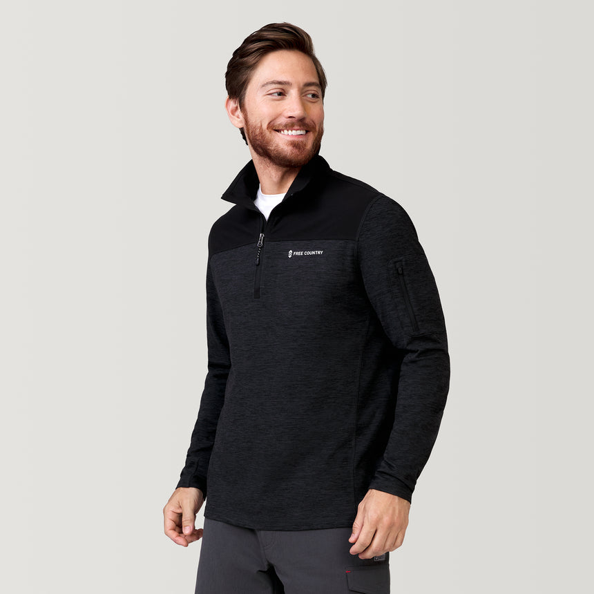 Men's Sueded Spacedye 1/2 Zip Colorblock Mock Neck Shirt