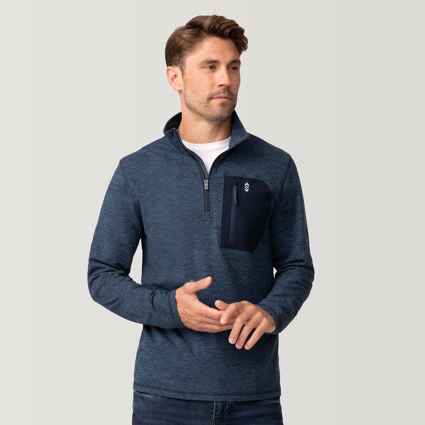 Men's Sueded Spacedye Quarter Zip Long Sleeve Shirt