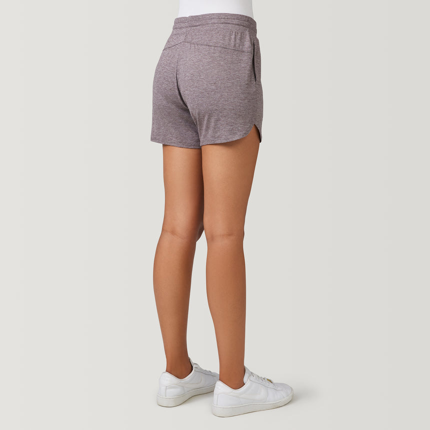 [Model is 5'8" wearing a size Small] Women's Cloud Knit Shorts - S - Taupe Chill #color_taupe-chill