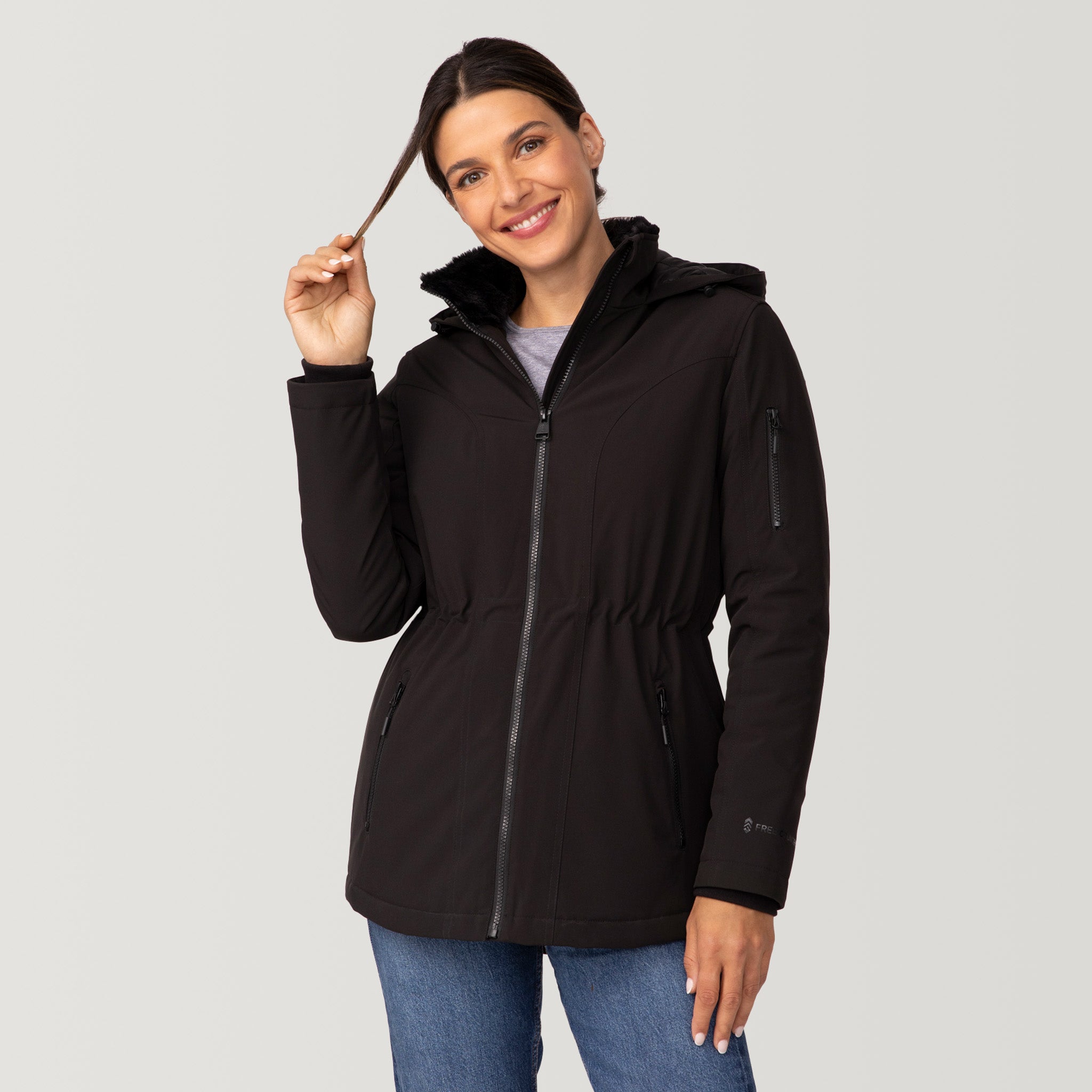 Free country hooded water resistant fleece lined lightweight anorak online