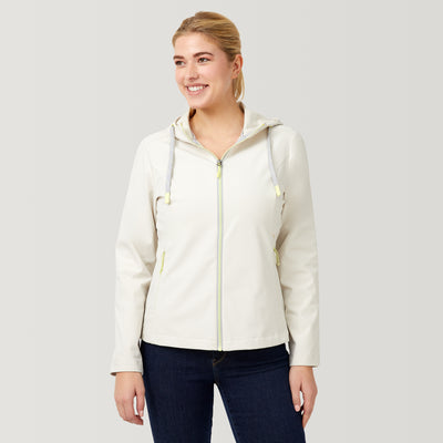 [Model is 5'9" wearing a size Small] Women's Super Softshell® Lite Jacket - S - Oyster #color_oyster