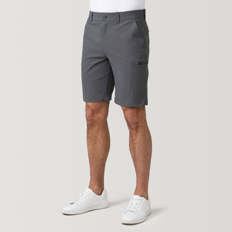 [Model is 6’2” wearing a size Medium.] Men's Nylon Stretch Casual Short - Deep Charcoal #color_deep-charcoal
