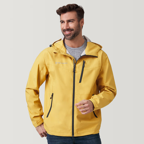 [Justin is 6’1” wearing a size Medium.] Men's Hydro Lite Spectator Jacket - Gold Rush #color_gold-rush