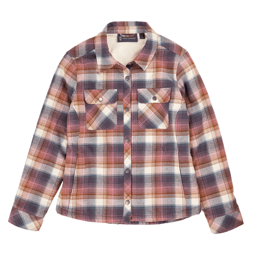 Women's Koshi Adirondack Flannel Shirt Jacket - Driftwood Plaid - S #color_driftwood-plaid