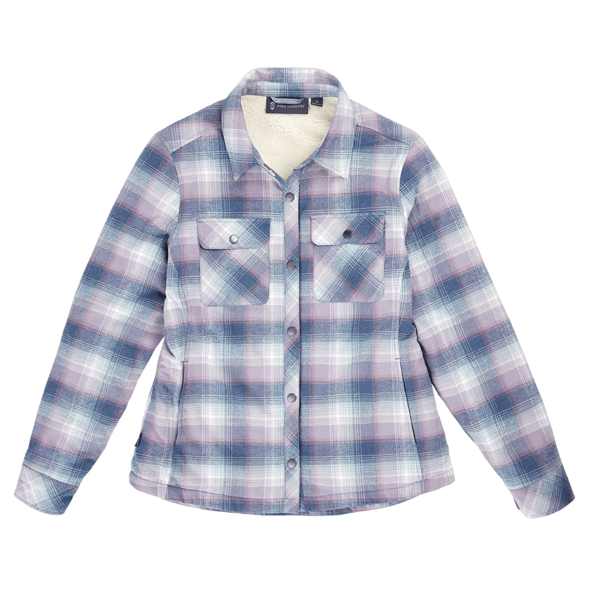 Women's Koshi Adirondack Flannel Shirt Jacket - Stormy Plaid - S #color_stormy-plaid