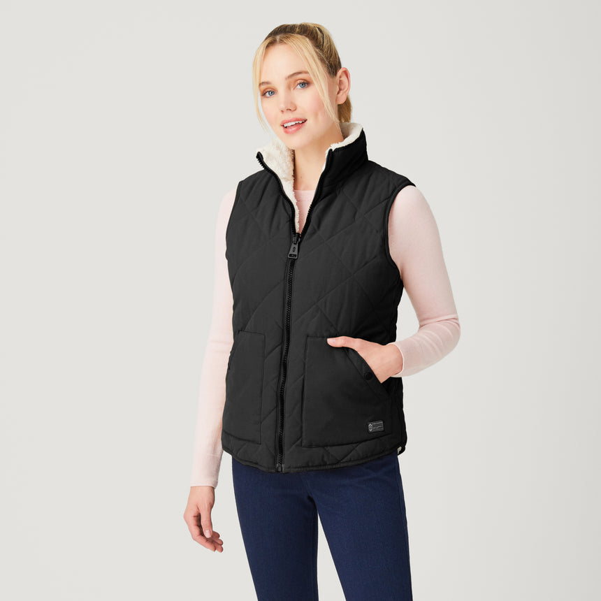 Women's Cascade Canvas Reversible Vest - Black - S #color_black