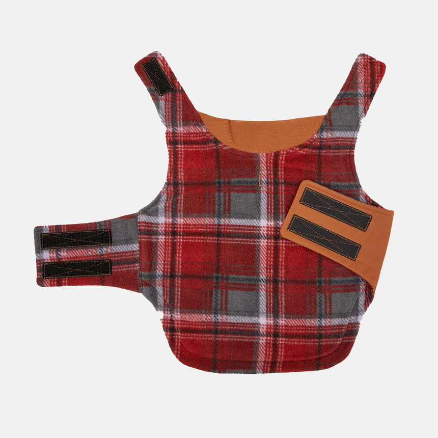 Brawny Canvas Reversible Dog Work Jacket - Canyon Brown/Red Plaid #color_canyon-brown-red-plaid
