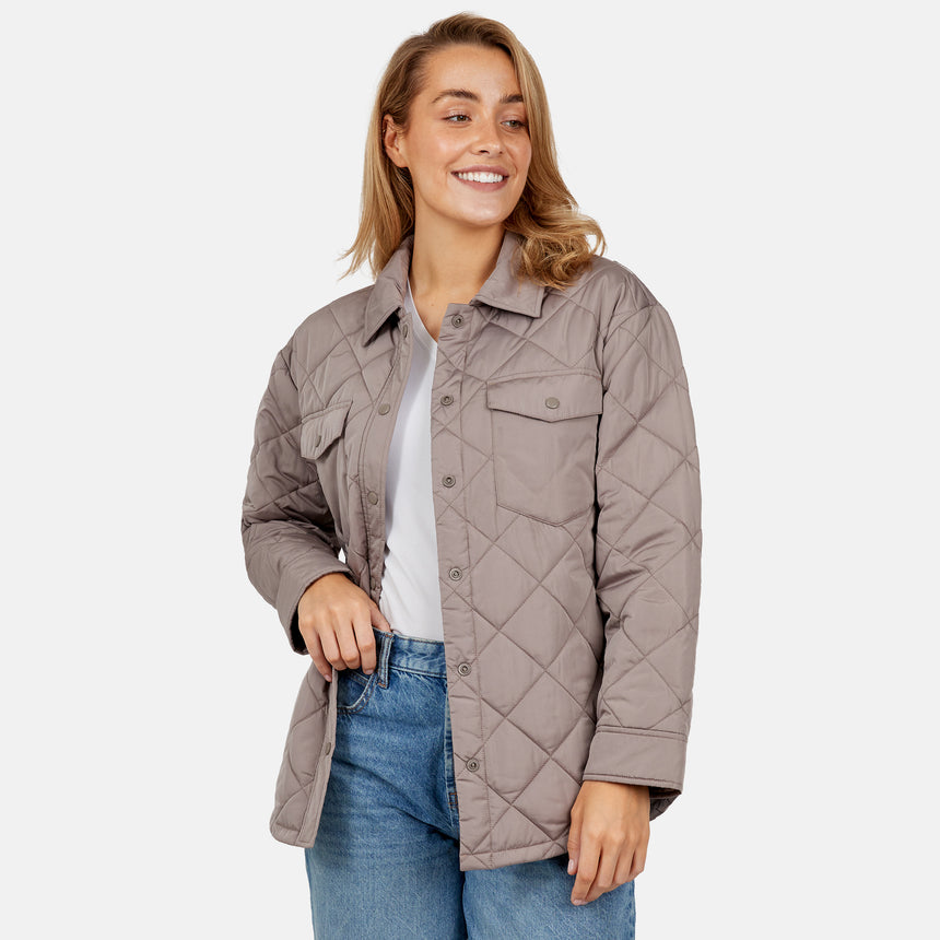 Women's Trailblazer Quilted Shacket - Taupe Chill - S #color_taupe-chill