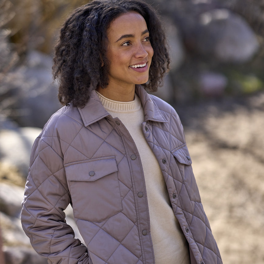 Women's Trailblazer Quilted Shacket - Taupe Chill - S #color_taupe-chill