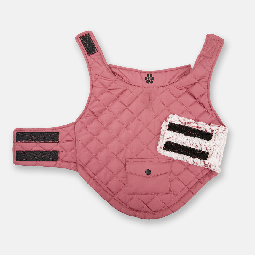 Stratus Lite Reversible Dog Jacket - Pink Clay #color_pink-clay