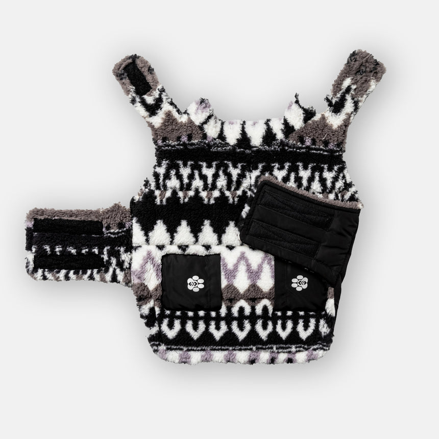 Reversible Sherpa Dog Jacket - Black - #color_black