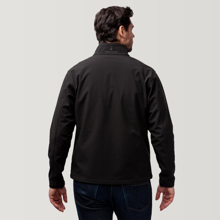 [Model is wearing a size Medium]Men's Artisan Flex Super Softshell® Jacket - Black #color_black