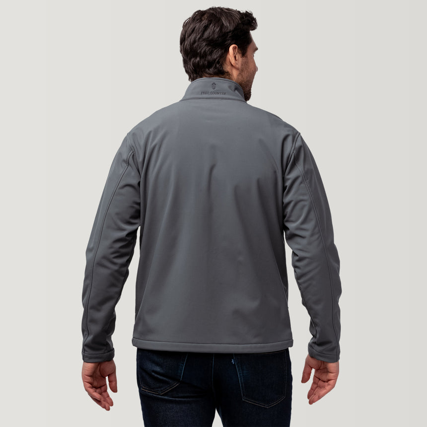 [Model is wearing a size Medium]Men's Artisan Flex Super Softshell® Jacket - Pewter #color_pewter