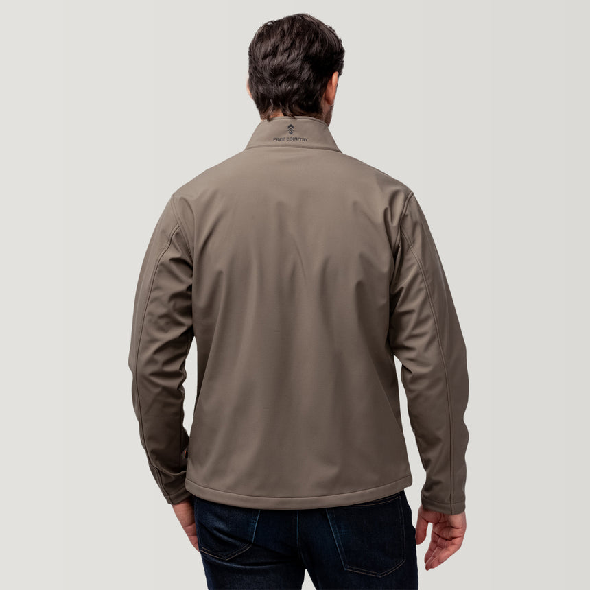 [Model is wearing a size Medium]Men's Artisan Flex Super Softshell® Jacket - Putty #color_putty