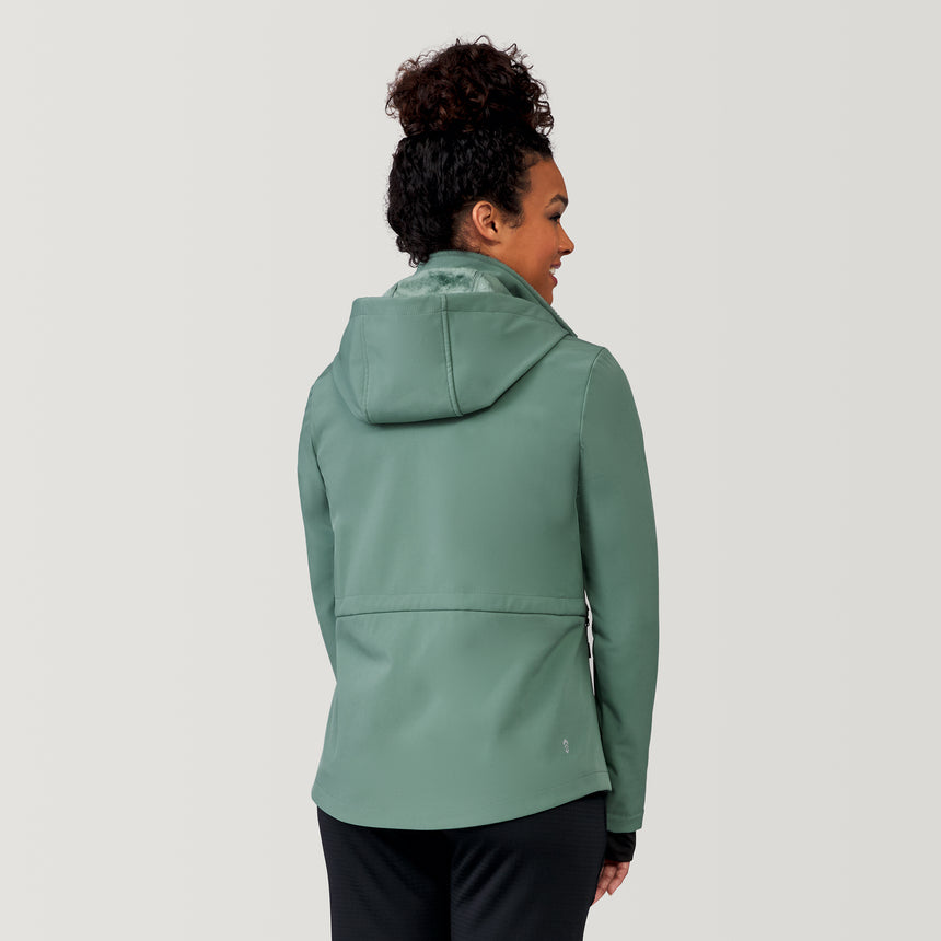 [Alexis is 5’6” wearing a size Small.] Women's StormTech Super Softshell® Jacket - Bayleaf - S #color_bayleaf