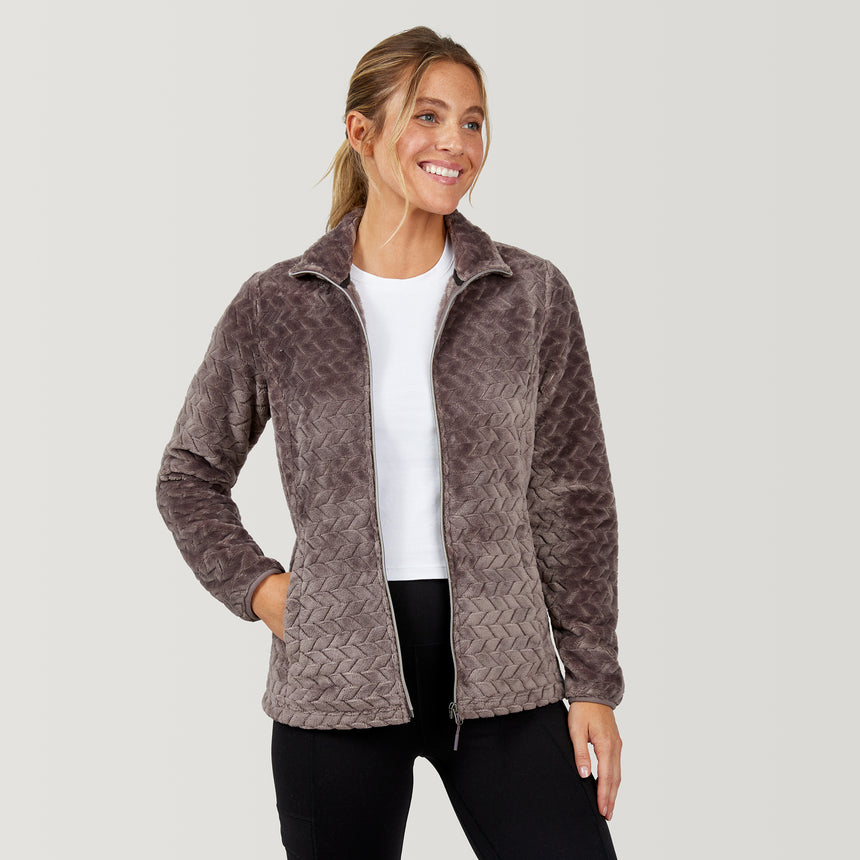 Women's Cable Braided Butter Pile® Jacket - Taupe Chill - S #color_taupe-chill