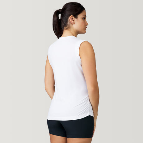 [Michelle is 5'8" wearing a size Small] Women's Microtech® Chill V-Neck Tank Top - S - White #color_white