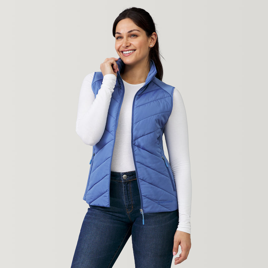 Women's Quilted Hybrid Vest - S - Chambray #color_chambray