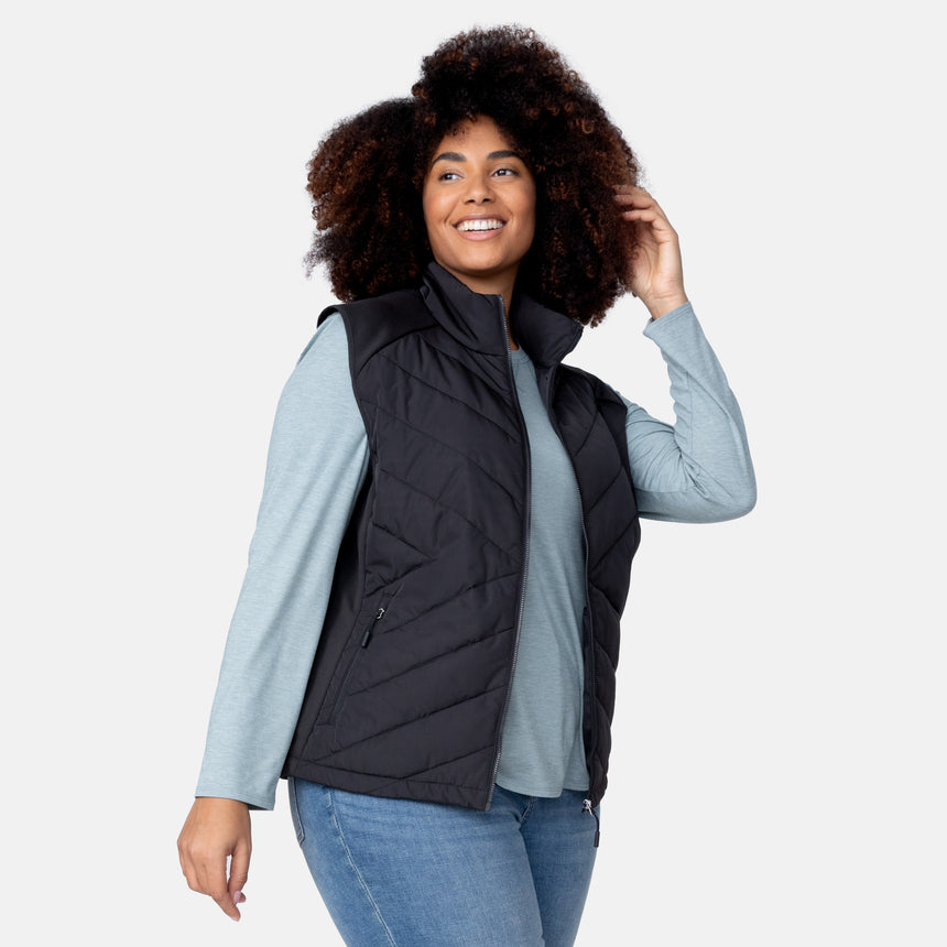 Women's Plus Size Quilted Hybrid Vest