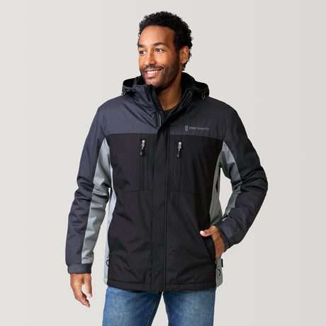 [Jonathan is 6'1" wearing a size Medium.] Men's FreeCycle® Trifecta Mid Weight Jacket - Black - M #color_black