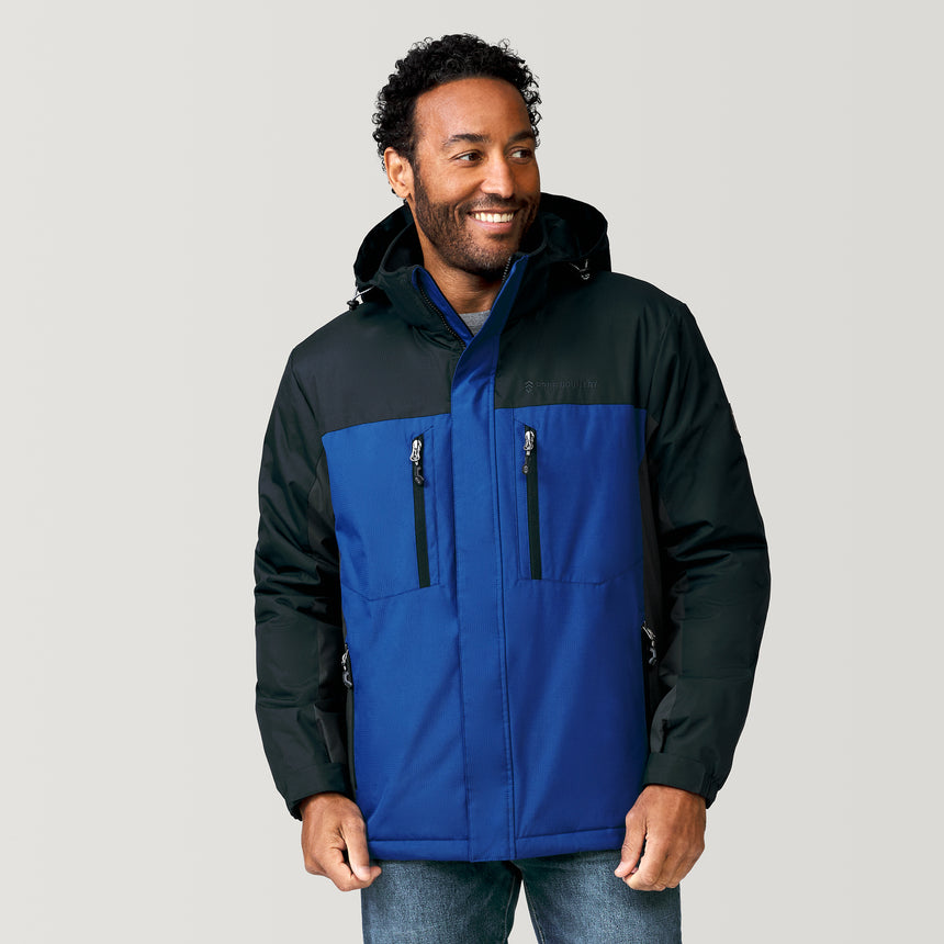 [Jonathan is 6'1" wearing a size Medium.] Men's FreeCycle® Trifecta Mid Weight Jacket - Lapis Blue - M #color_lapis-blue