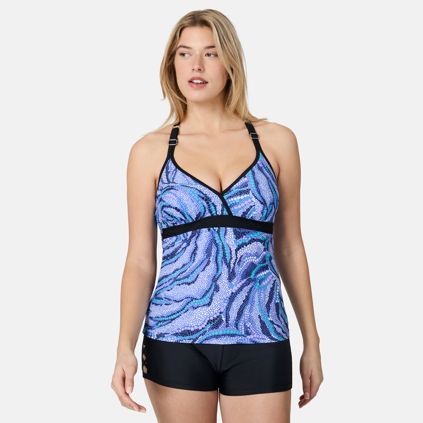 Women's Rose Bubbles Macrame Back Tankini Top