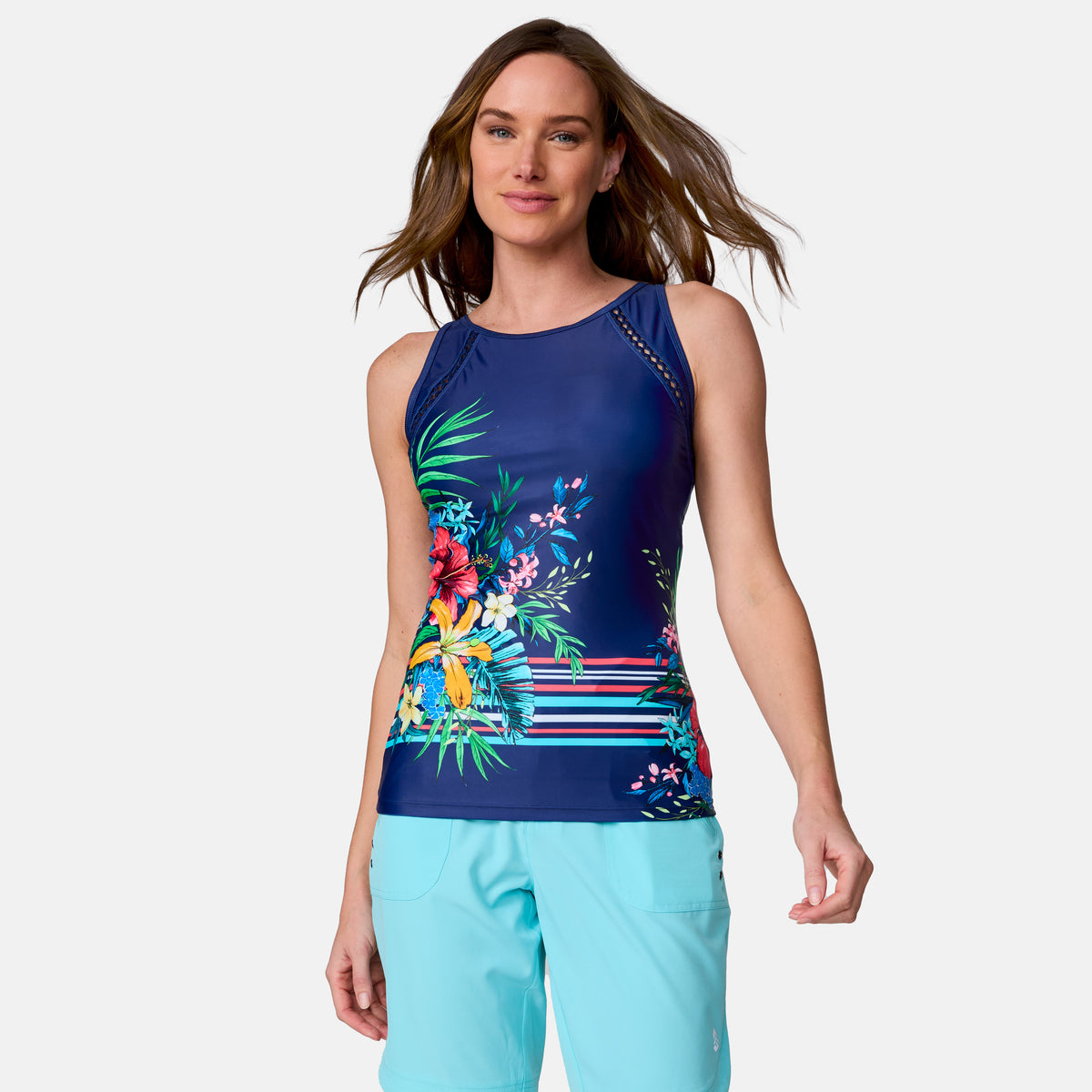 Women’s High Neck Fitted Tankini Top | “Desert”
