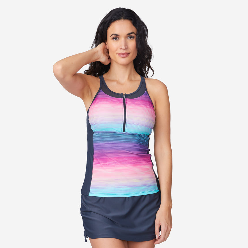 Women's Mirage Mesh Zip-Up Tankini Top