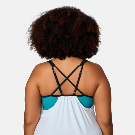 Women's Plus Size Seashore Blossom Side Tie Blouson Tankini Top