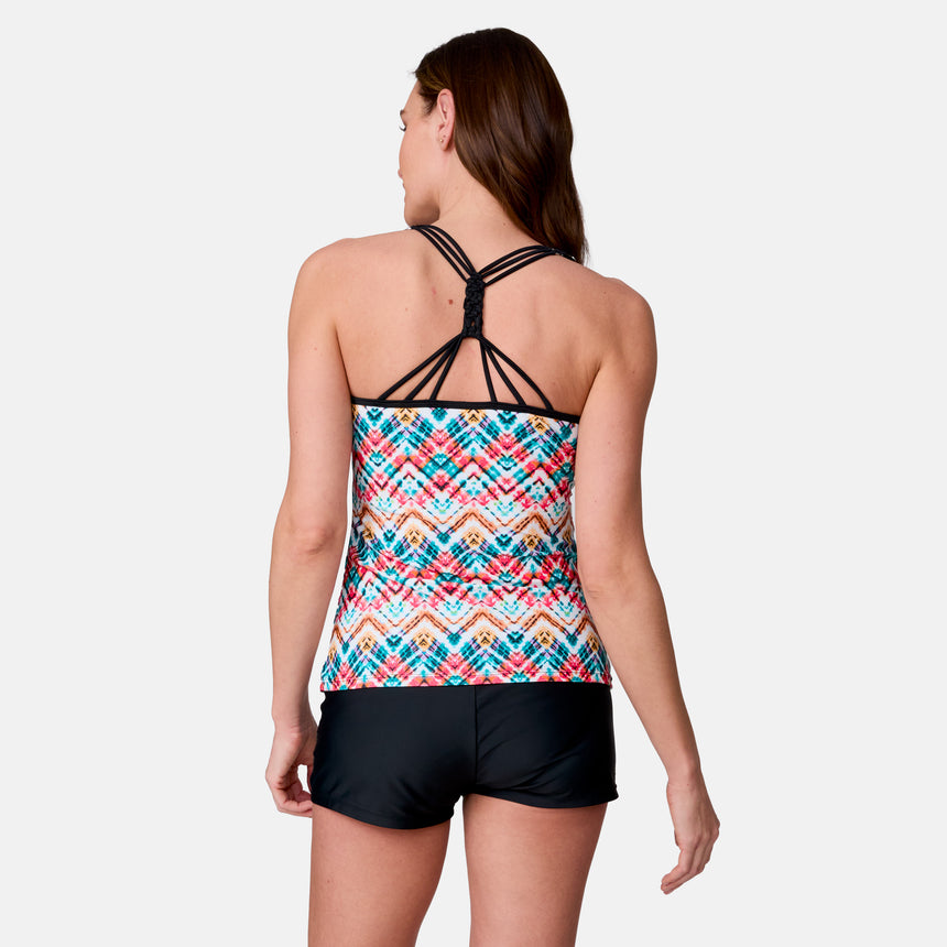 Women's Zigzag Zest Macrame Back Tankini Top