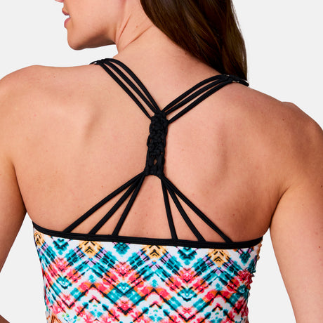 Women's Zigzag Zest Macrame Back Tankini Top
