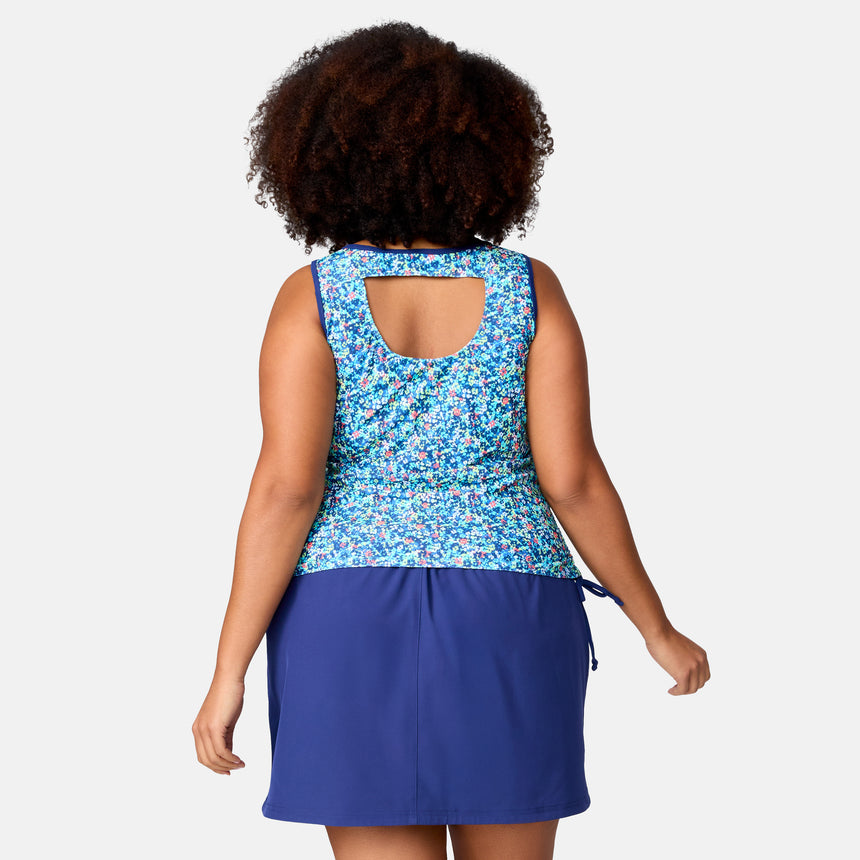 Women's Plus Size Seaside Petals Full Side Shirring Tankini Top