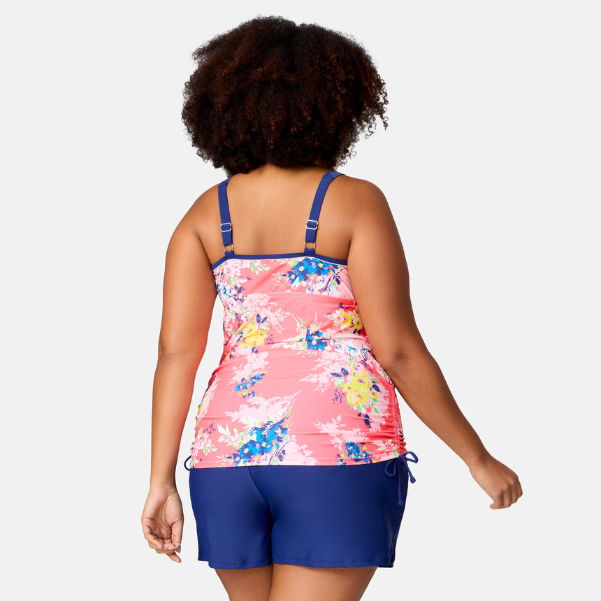 Women's Plus Size Poolside Bouquet Double Strap Tankini Top