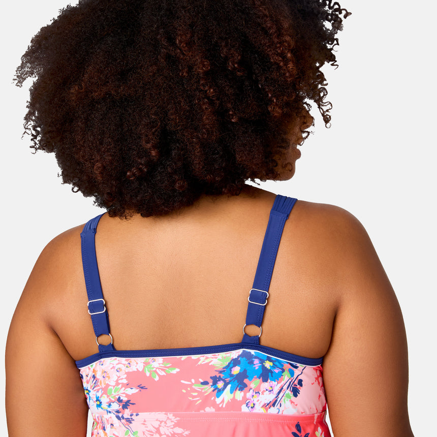 Women's Plus Size Poolside Bouquet Double Strap Tankini Top