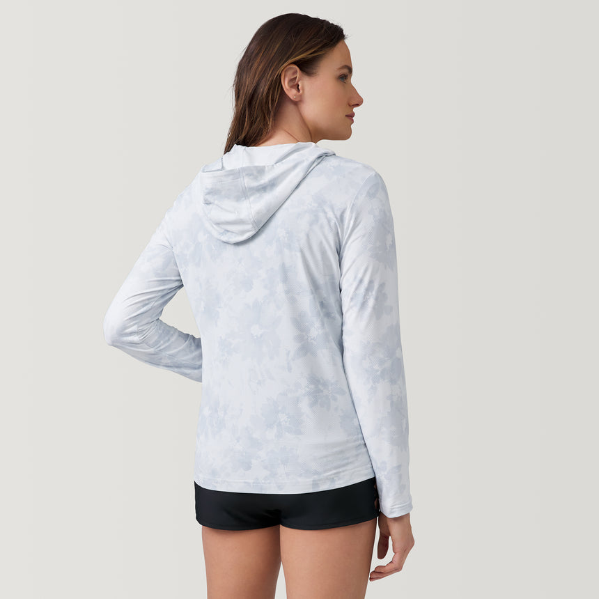 [Emily is 5’9” wearing a size Small.] Women's SunFree Full Zip UPF Sunshirt - S - Silver #color_silver