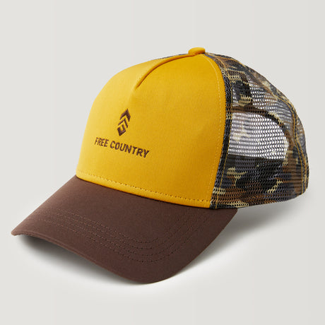 Free Country Five Panel Camo Trucker Hat - Amber Camo #color_amber-camo