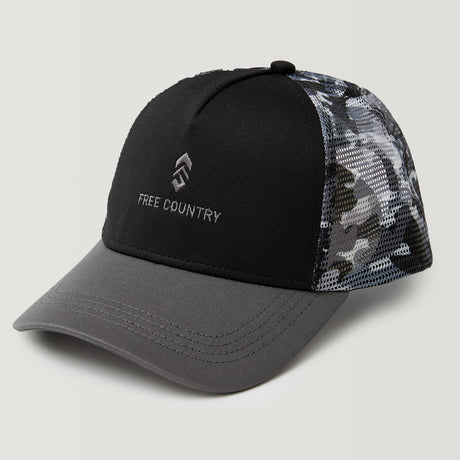 Free Country Five Panel Camo Trucker Hat - Black Camo #color_black-camo