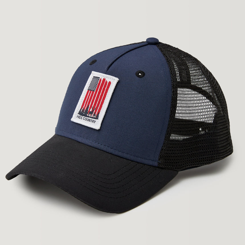 Free Country Five Panel American Flag Trucker Hat - Deep Sea #color_deep-sea