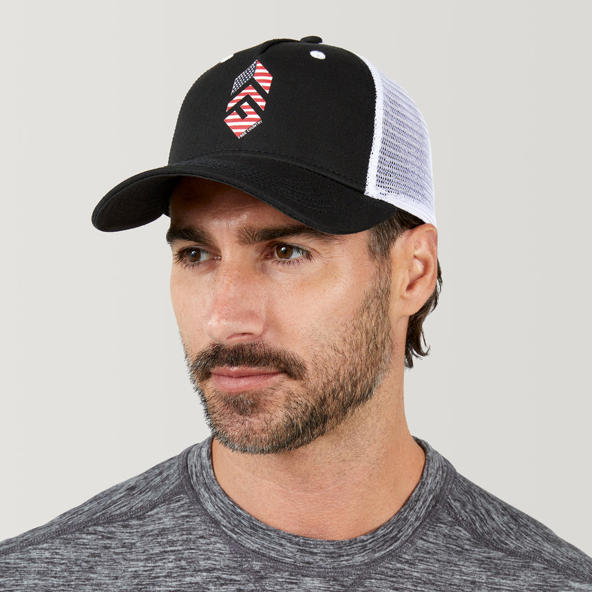 Free Country Five Panel Cotton Twill Trucker Hat - Black #color_black