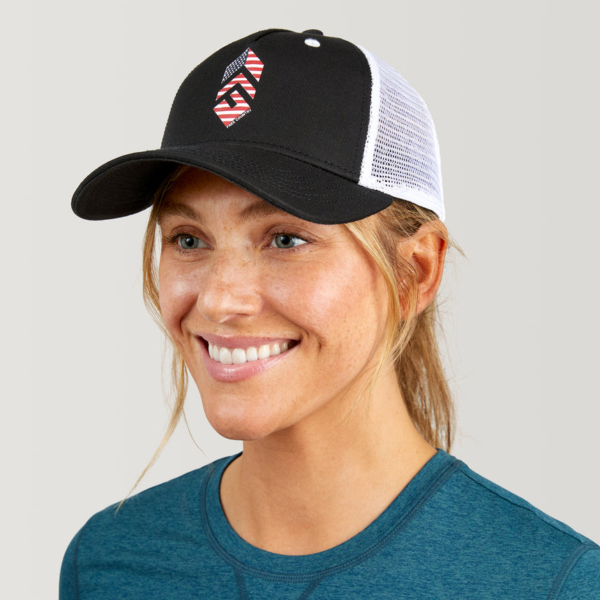 Free Country Five Panel Cotton Twill Trucker Hat - Black #color_black
