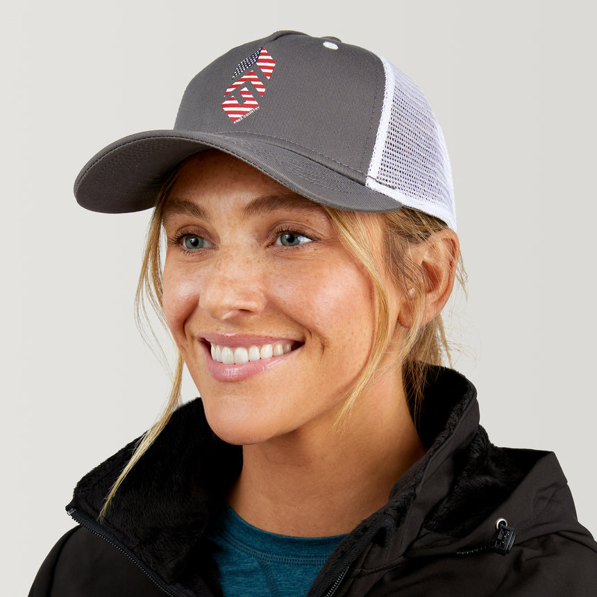 Free Country Five Panel Cotton Twill Trucker Hat - Deep Charcoal #color_deep-charcoal
