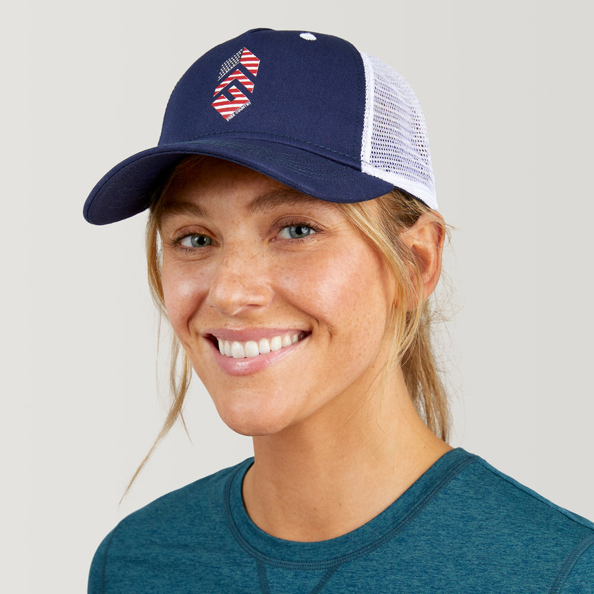 Free Country Five Panel Cotton Twill Trucker Hat - Deep Sea #color_deep-sea