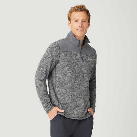 Men's Sueded Spacedye 1/2 Zip Colorblock Mock Neck Shirt - Rocky - M #color_rocky