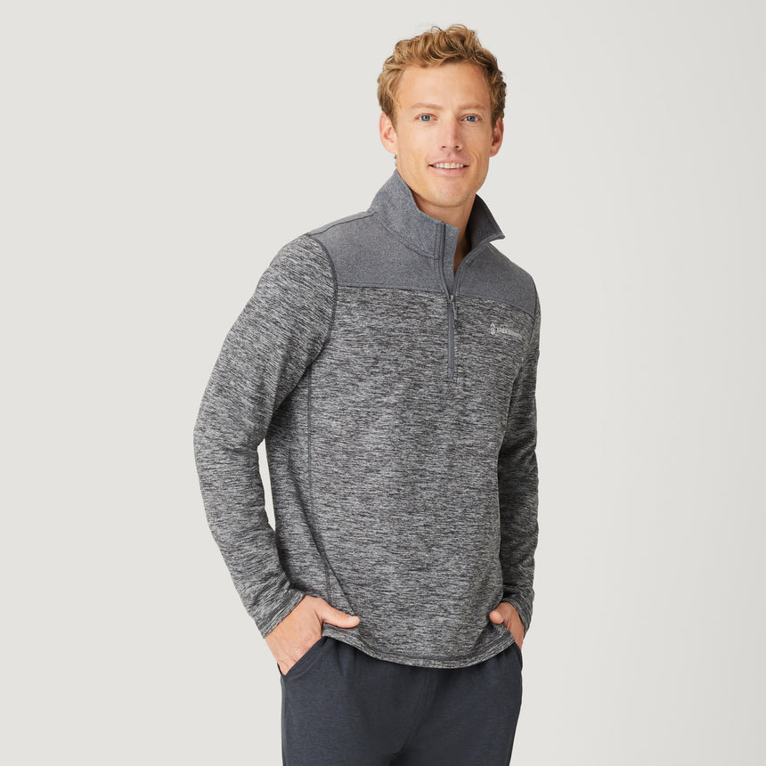 Men's Sueded Spacedye 1/2 Zip Colorblock Mock Neck Shirt - Rocky - M #color_rocky