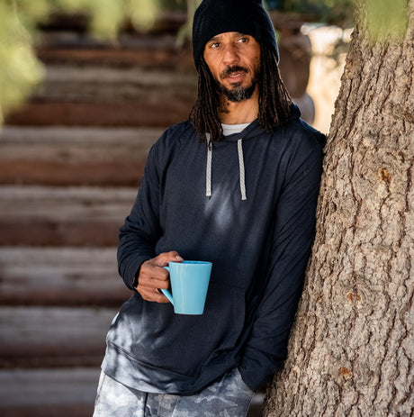 Men's Lightweight Sueded Hoodie - Black #color_black