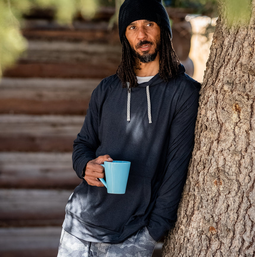 Men's Lightweight Sueded Hoodie - Black #color_black