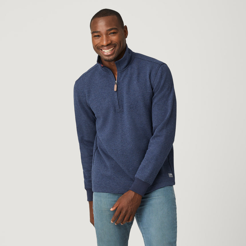 Men's Glenclyffe Waffle 1/4 Zip Mock Neck Shirt - Navy - M #color_navy