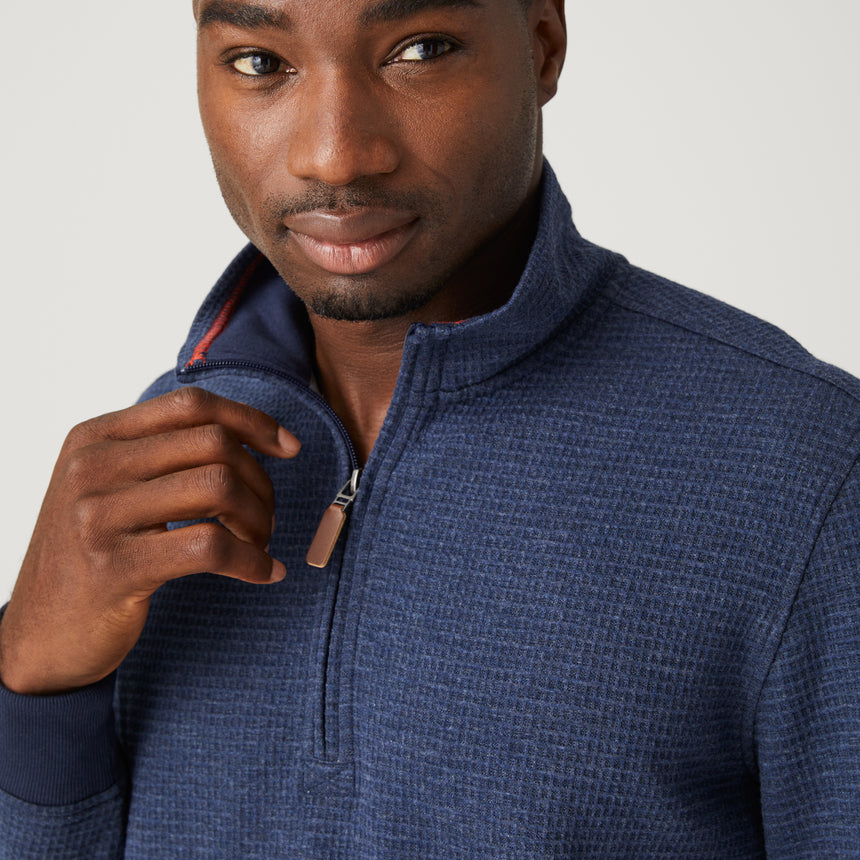 Men's Glenclyffe Waffle 1/4 Zip Mock Neck Shirt - Navy - M #color_navy