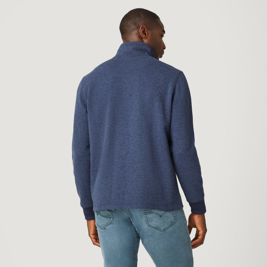 Men's Glenclyffe Waffle 1/4 Zip Mock Neck Shirt - Navy - M #color_navy