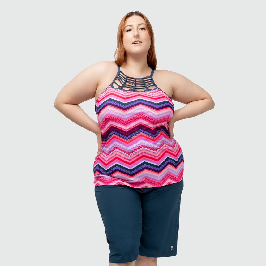 Women's Plus Size High Neck Braided Tankini Top